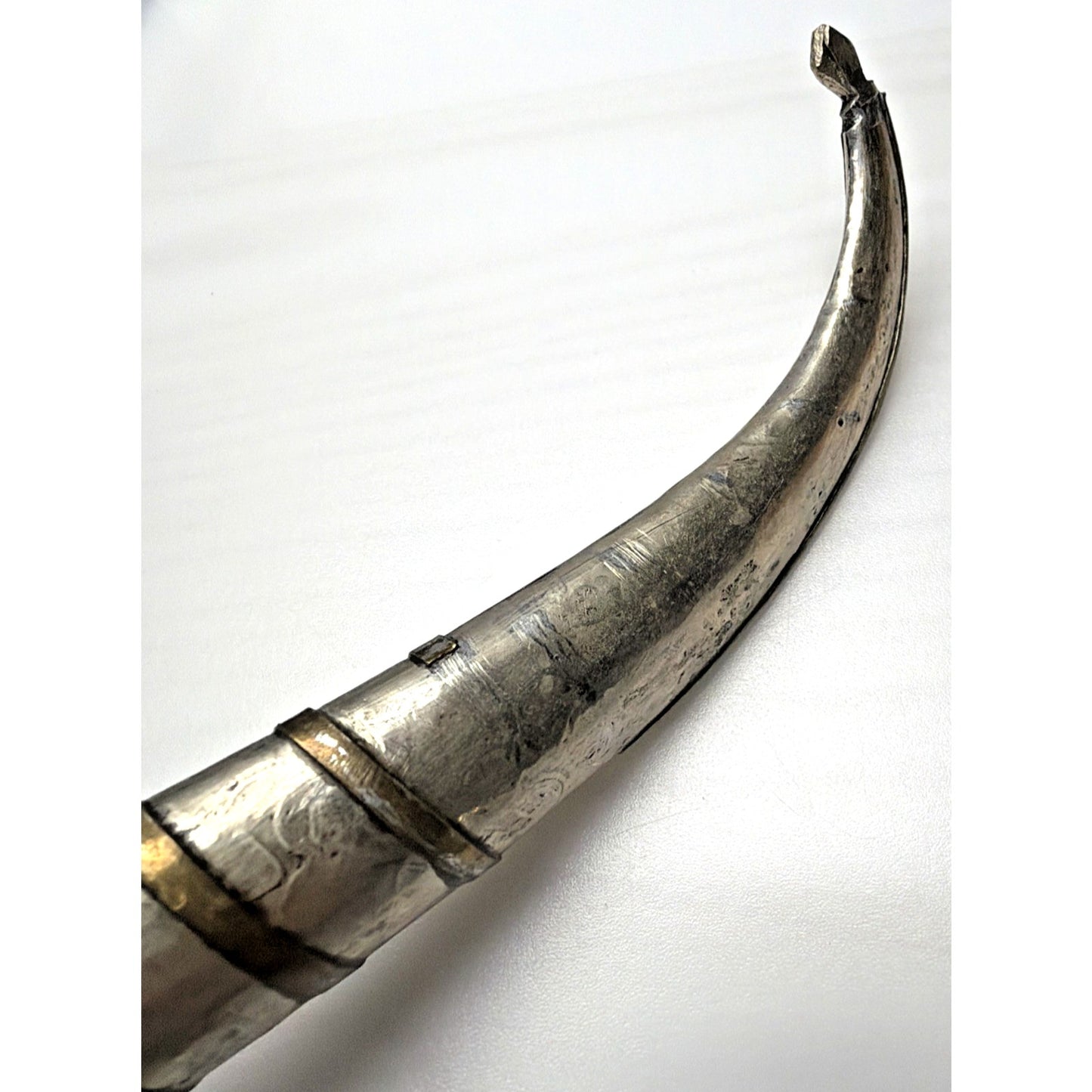 Old Moroccan Berber Islamic Dagger Sheath Only Silver Brass Inlay