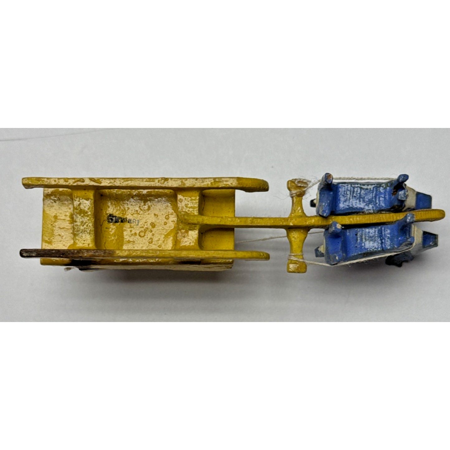 Old Erzgebirge Putz Toy Miniature Wood Santa Sleigh Reindeer Bag Christmas As-Is