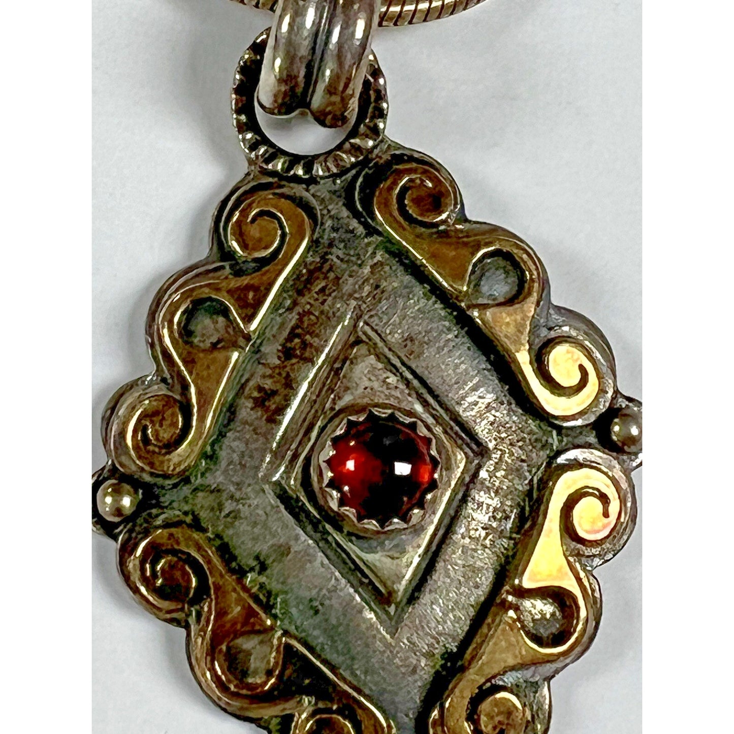 Reflective Jewelry Ravena 14k Sterling Silver Pendant Snake Eye Garnet Necklace