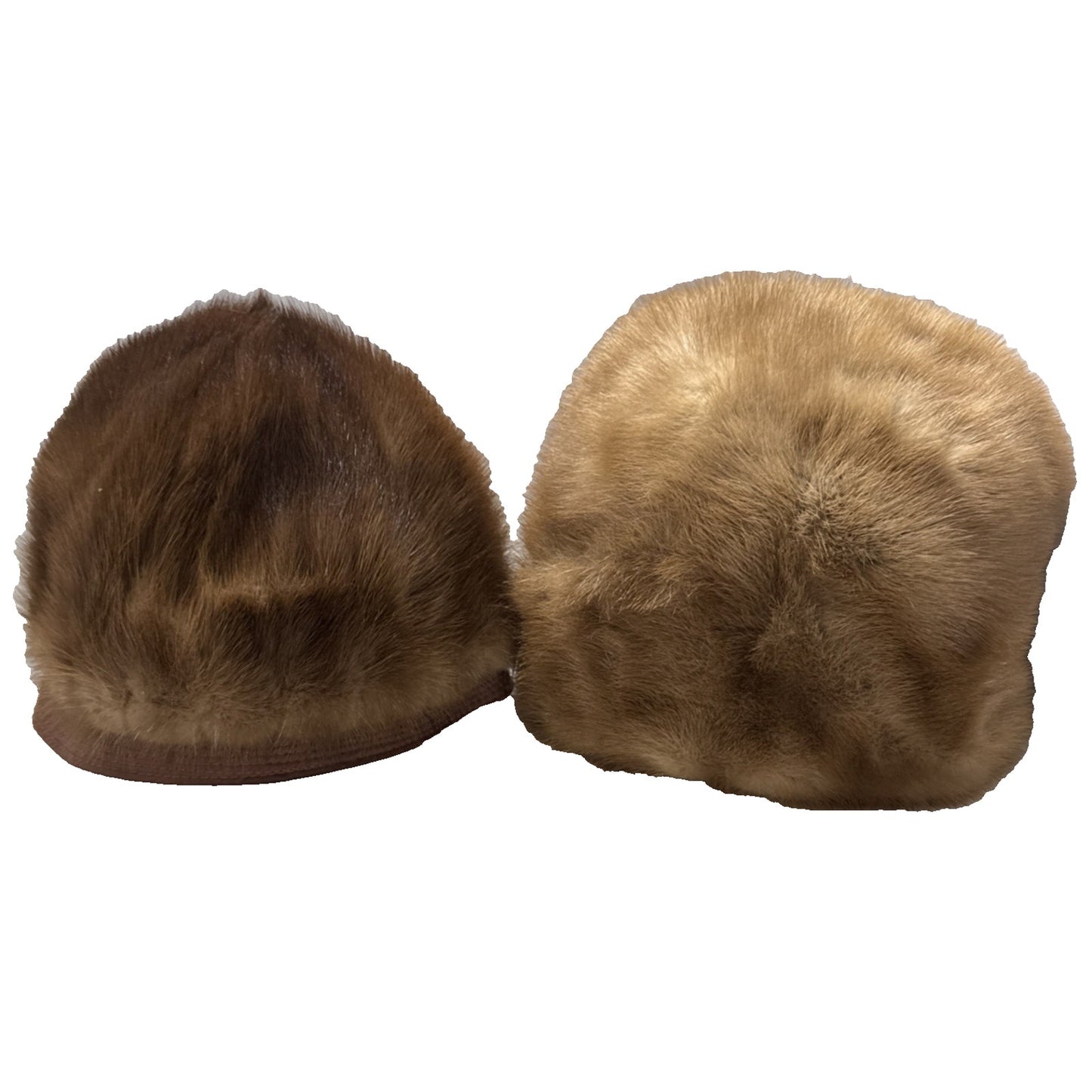 Lot of 2 Fur Hats Precious Furs Marche Brentshire Brown Pillbox As-Is