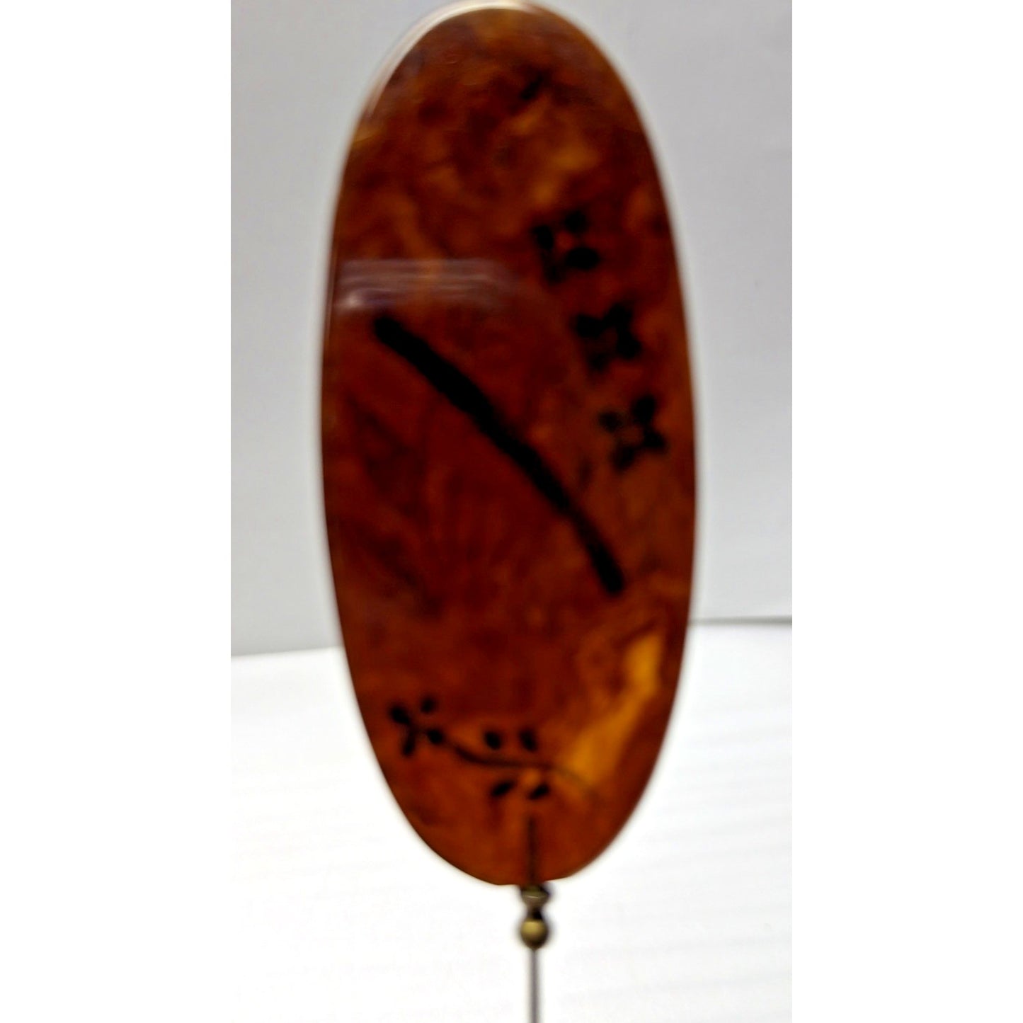 Art Deco Tortoise Shell Hair Pin Stick Pin Faux Hand Painted Enameled As Is
