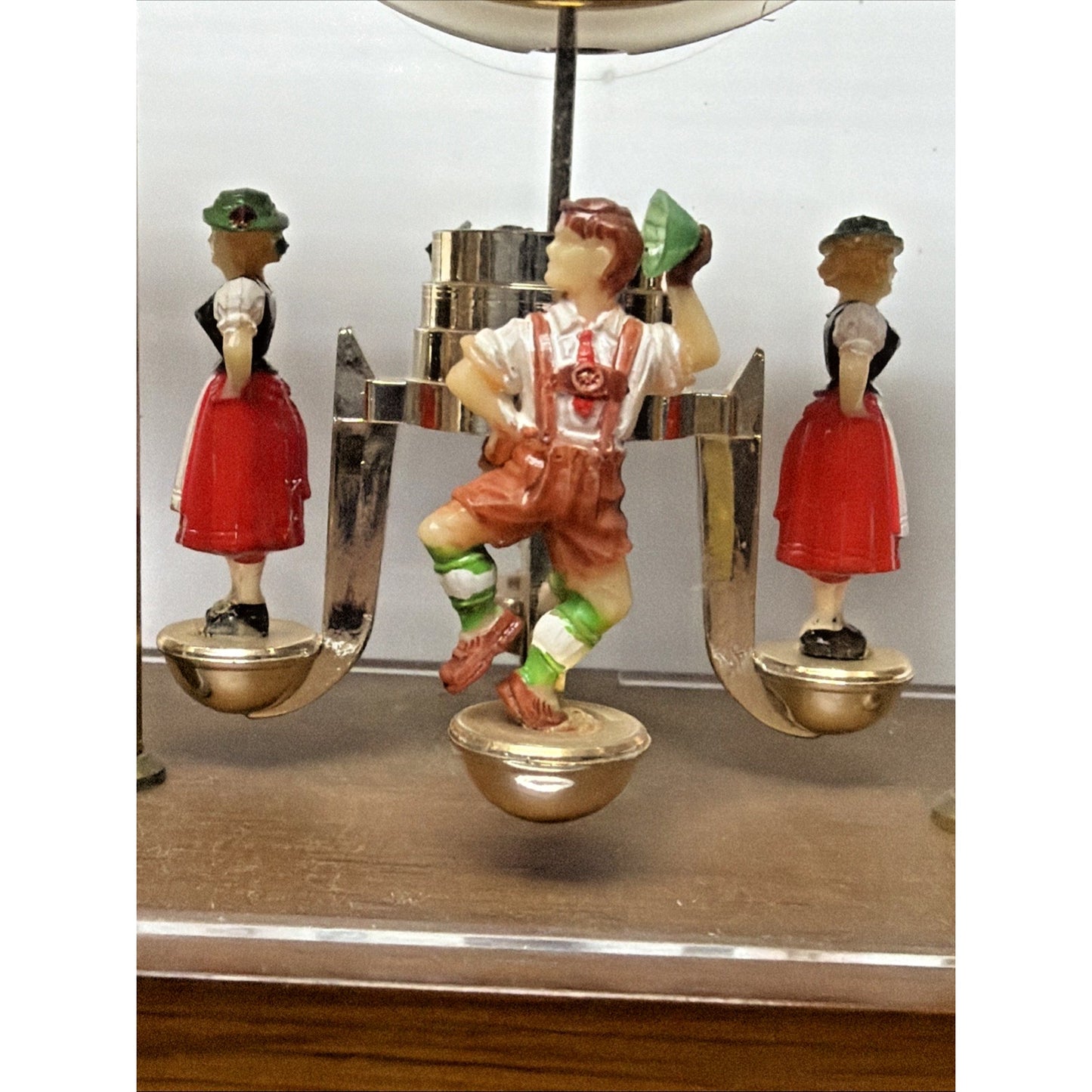 Schmid West Germany Wind Up Mantel Clock Torsion Pendulum Glass Wood Case As Is