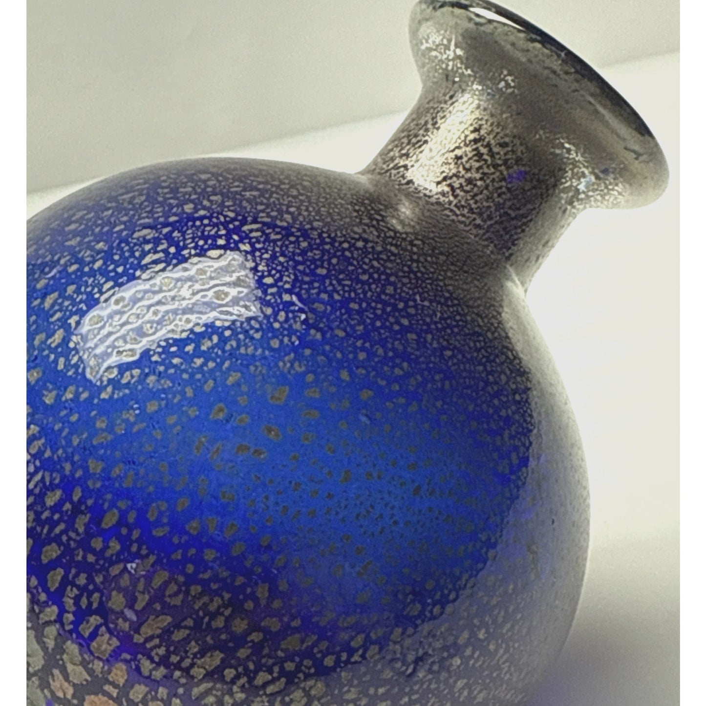 Vtg Murano Glass Cobalt Blue Gold Fleck Overlay Aventurine Glass Perfume Bottle
