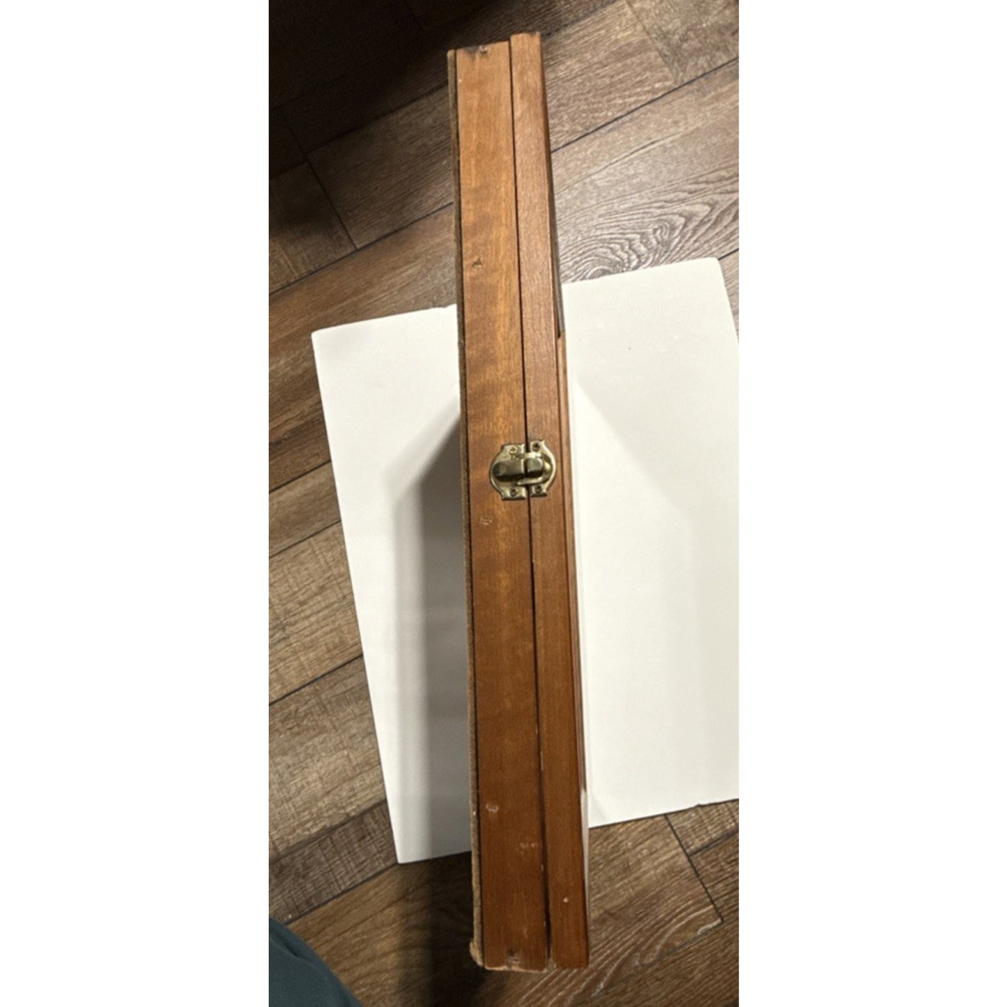 Vtg Wood Cabinet Display Collectible 24 Spoon Case Glass Buckle Clasp Lock As Is