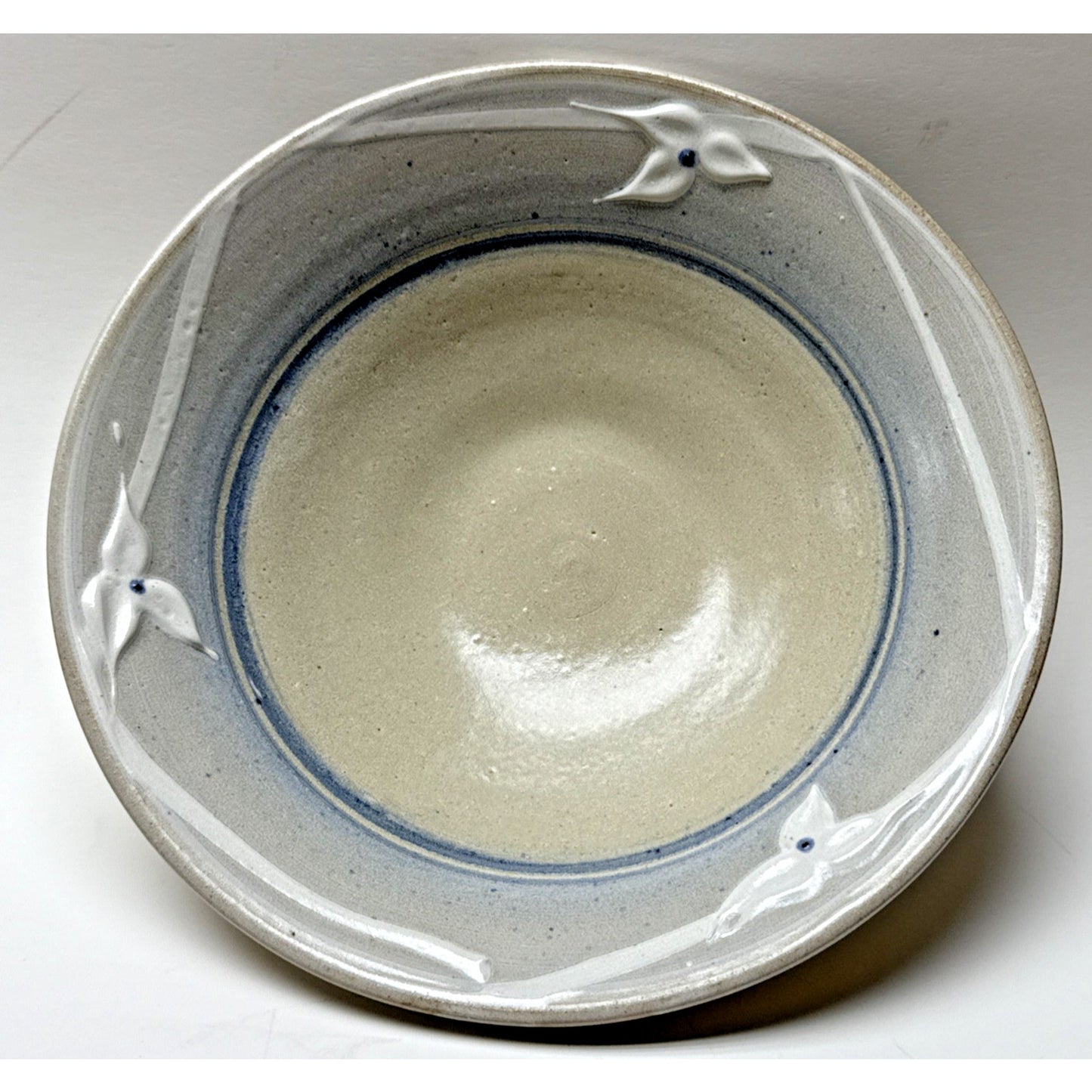 Noble Studio Art Pottery Pitcher Bowl Basin Trillium Blue White