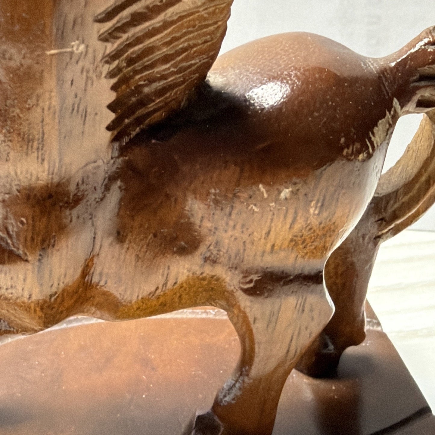 Vintage SC Vizcarra Wood Carving Horse Stallion Sculpture Horseshoe Paperweight