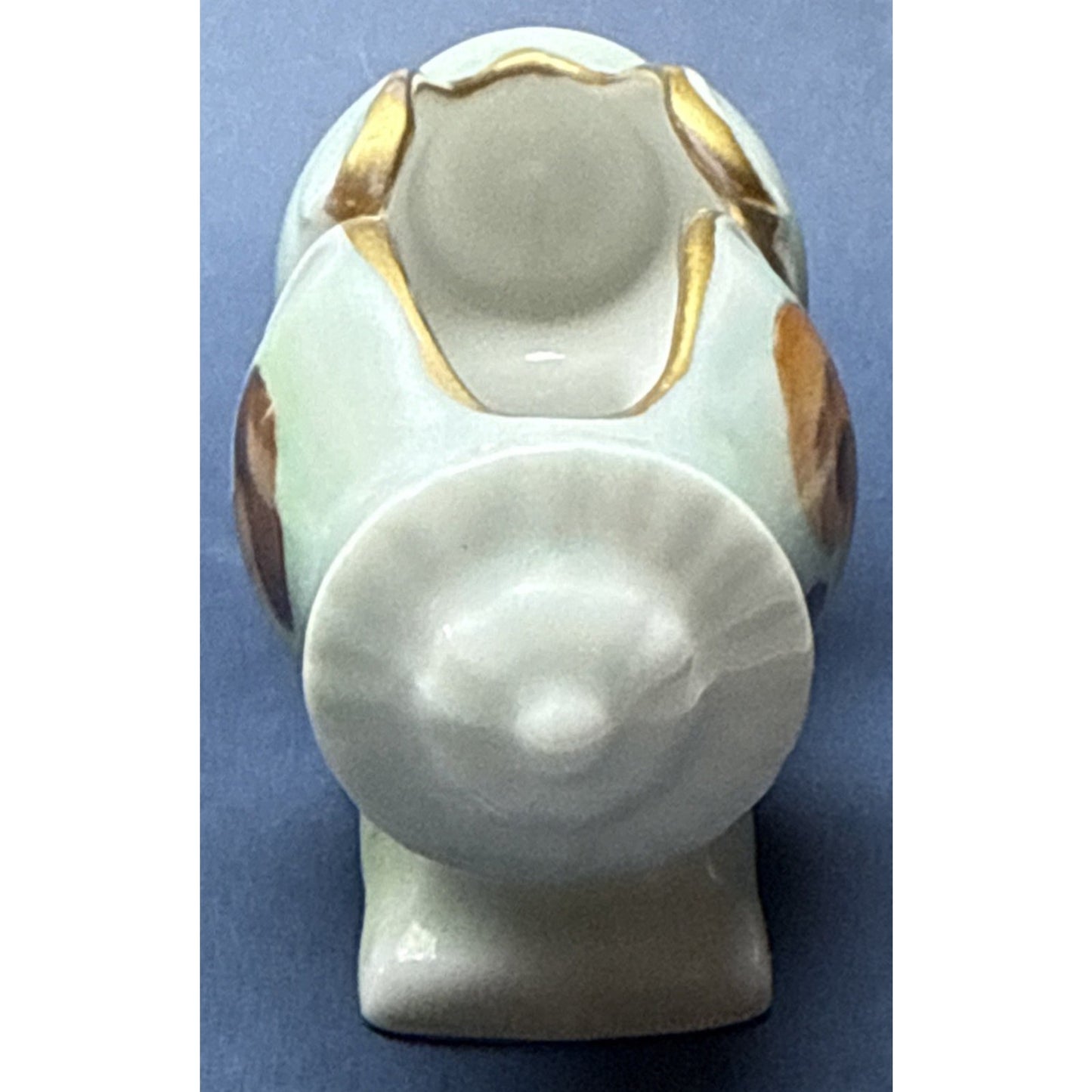 Vintage Porcelain Toothpick Holder Horizontal Hand Painted Mushrooms Gold Footed