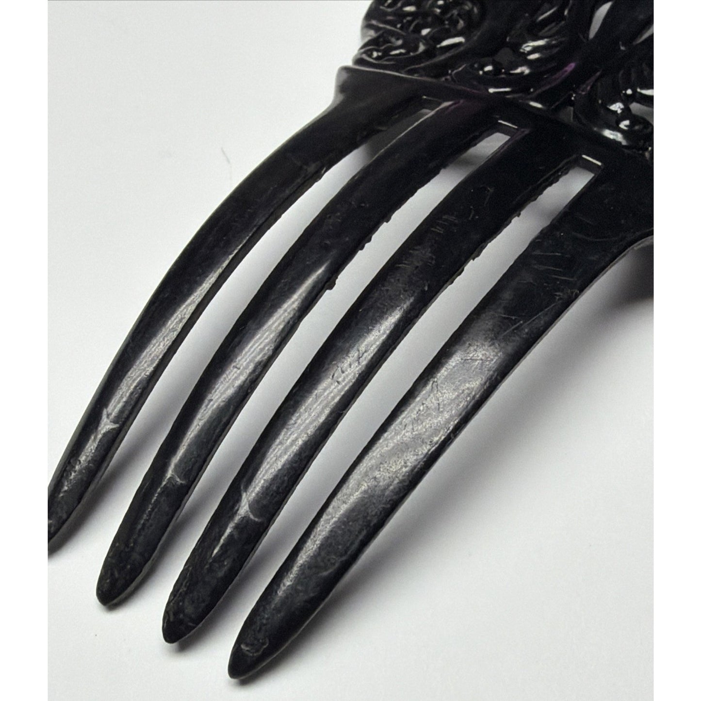 Art Deco Black Mantilla Hair Comb Celluloid Ornate Spanish Style