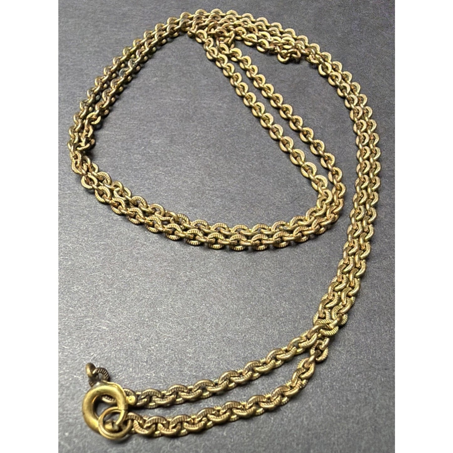 Victorian Edwardian Textured Links GF Chain Necklace As Is