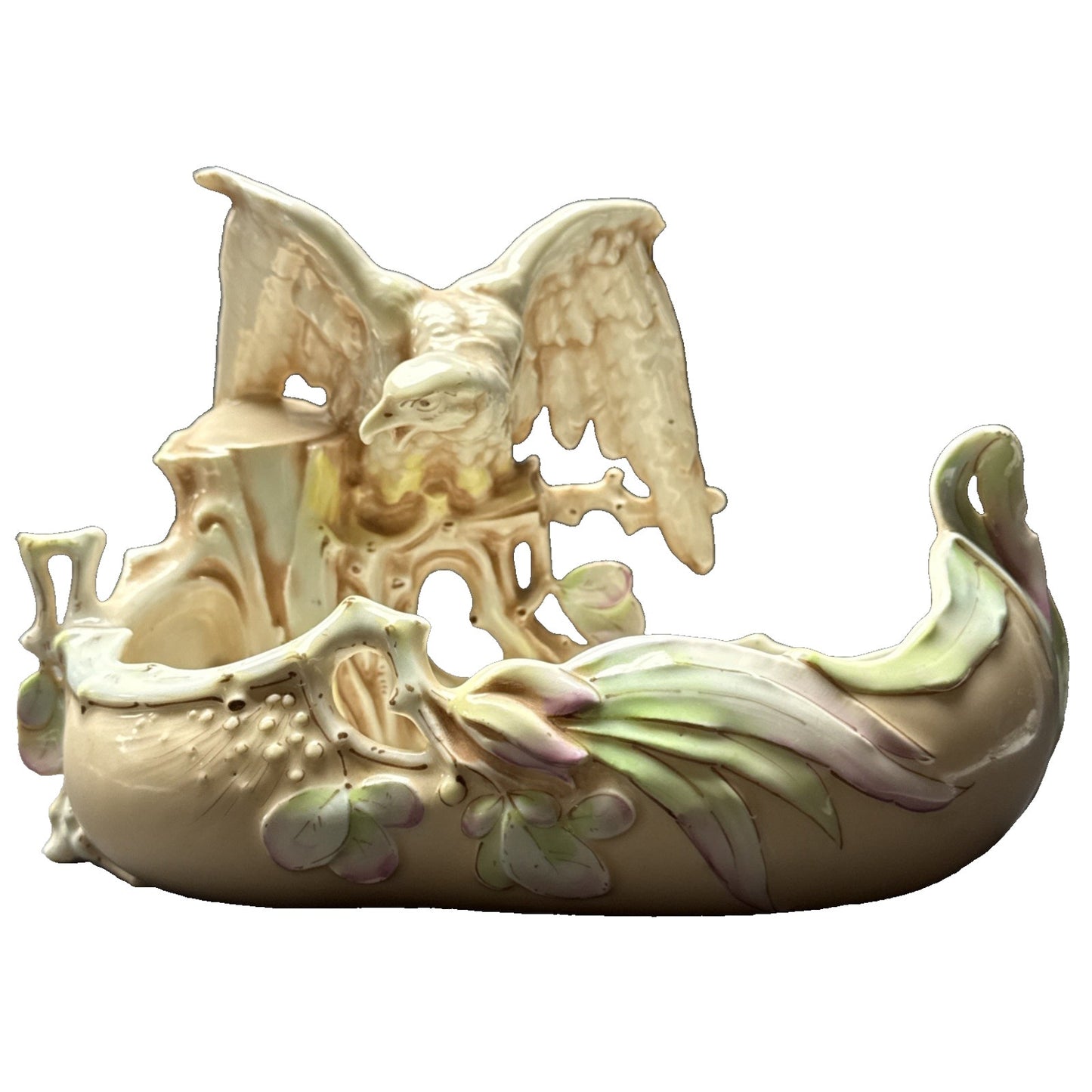 Art Nouveau Art Pottery Majolica Eagle Jardiniere Planter Display Austria