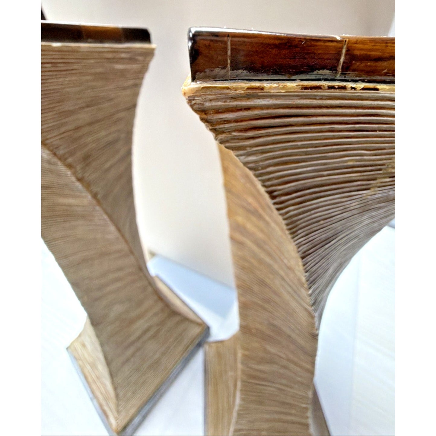 Austin Kinder Collection Twisted Rattan Candle Holders Inlay Tall Pillar As Is