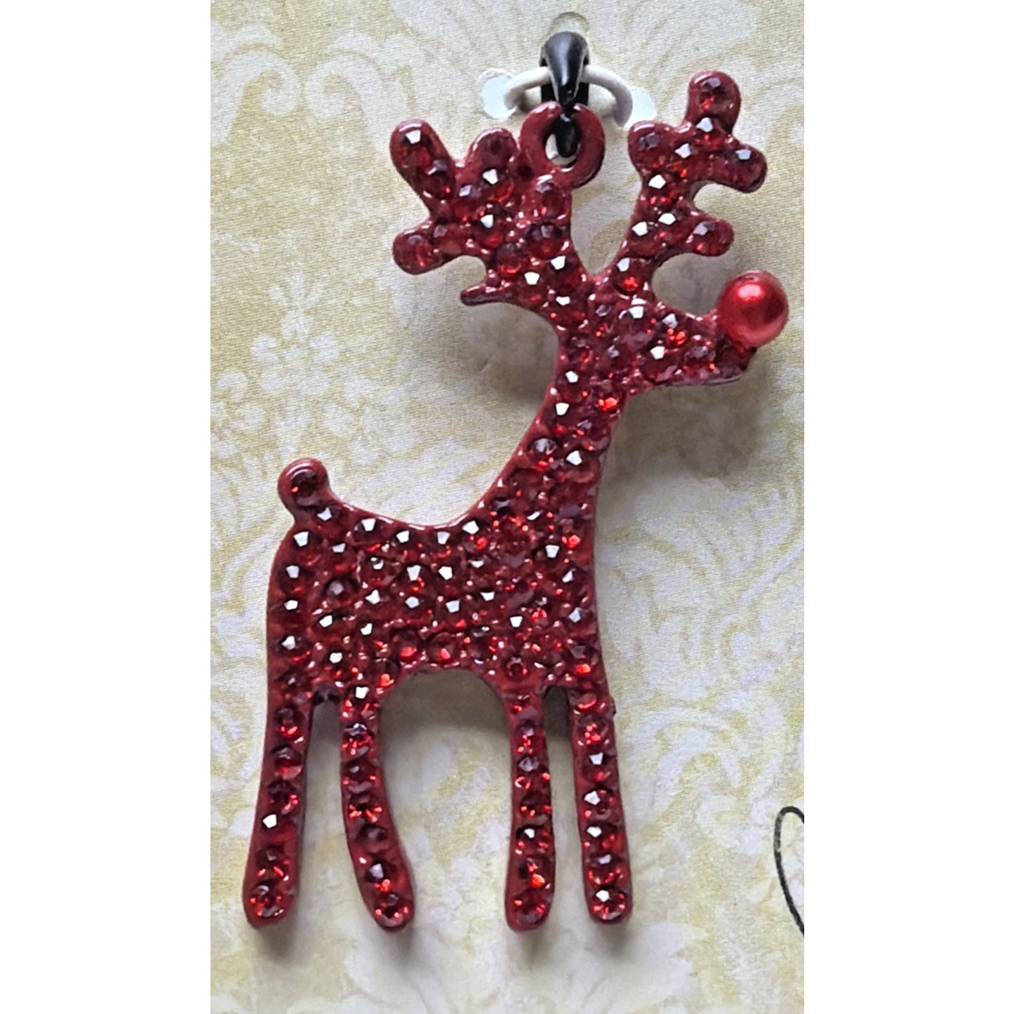 Lot of 2 Christmas Bead Treasures Christmas Tree Rudolph Jeweled Charms Pendants