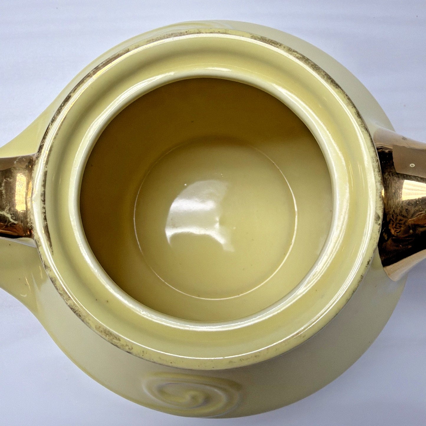 Vintage Homer Laughlin Teapot 22kt Gold Yellow Alladin Genie Ceramic Pearl China