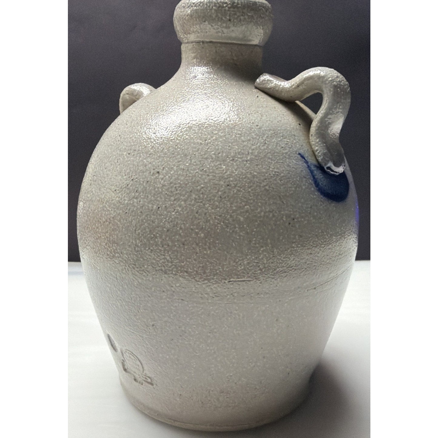 Vtg Rowe Pottery Works Salt Glazed Stoneware Jug Birdhouse Handles Bird House