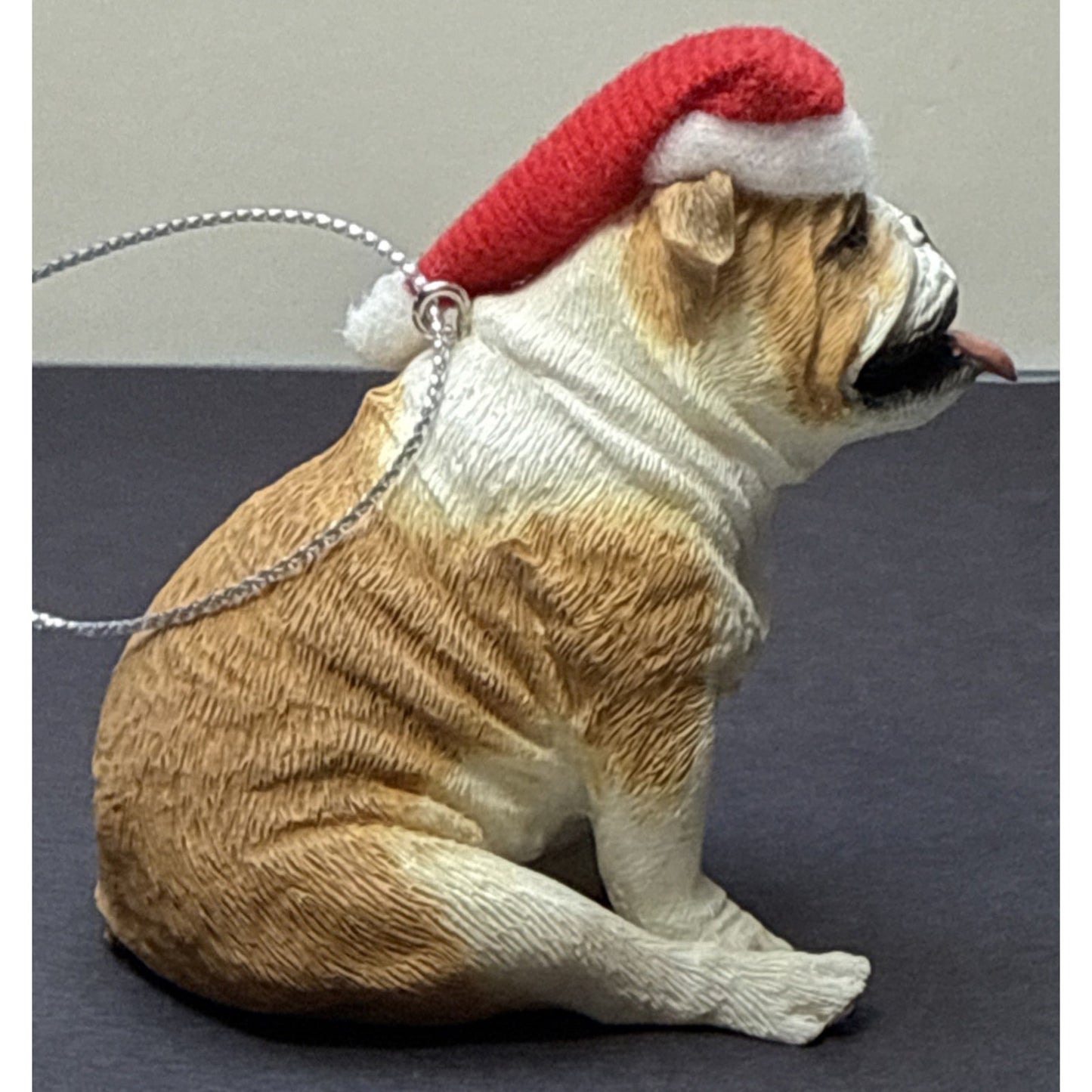 Vintage Sandicast Bulldog Puppy Dog Fawn Ornament Hat Box