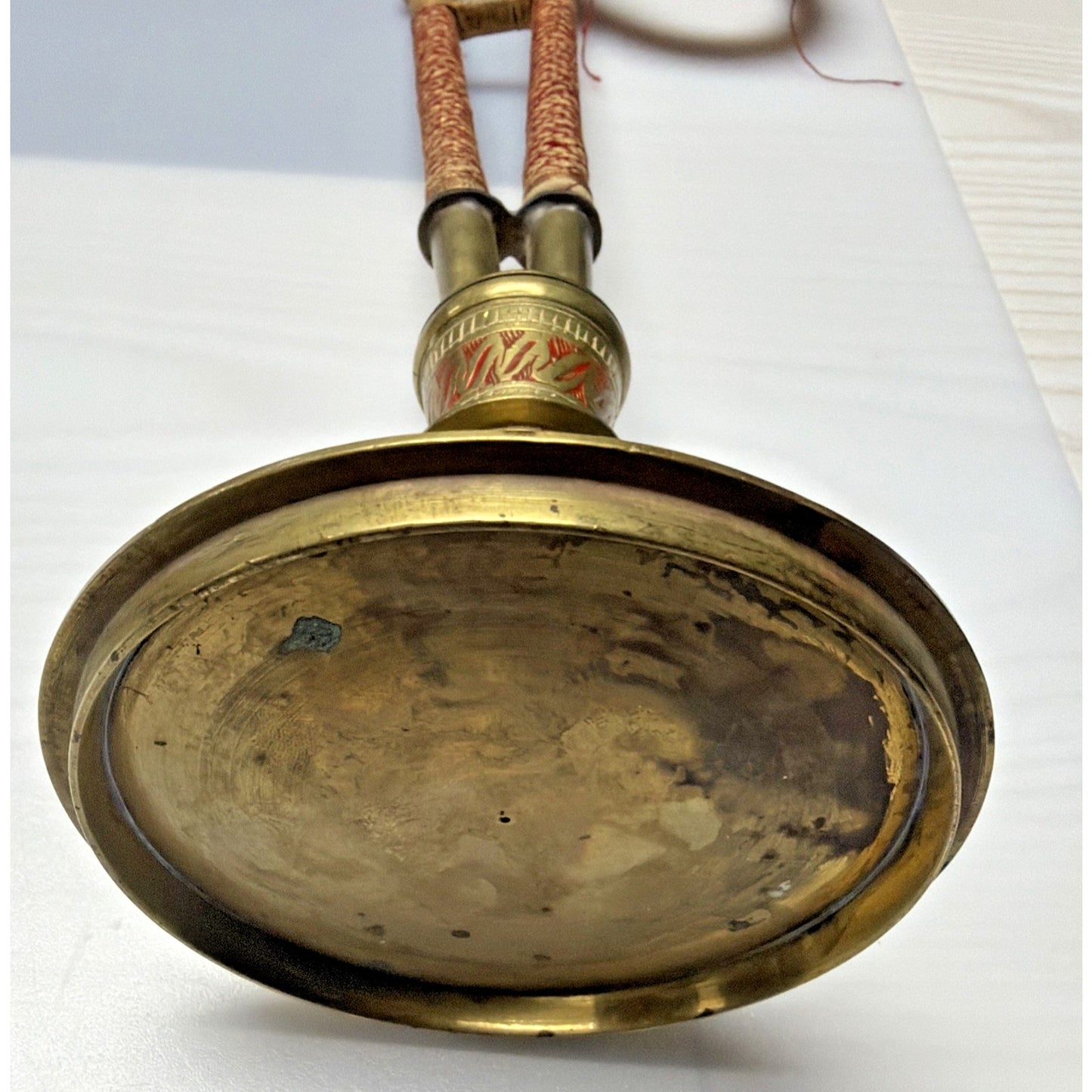 Vintage Etched Floral Brass Hookah Wrapped Hose As Is