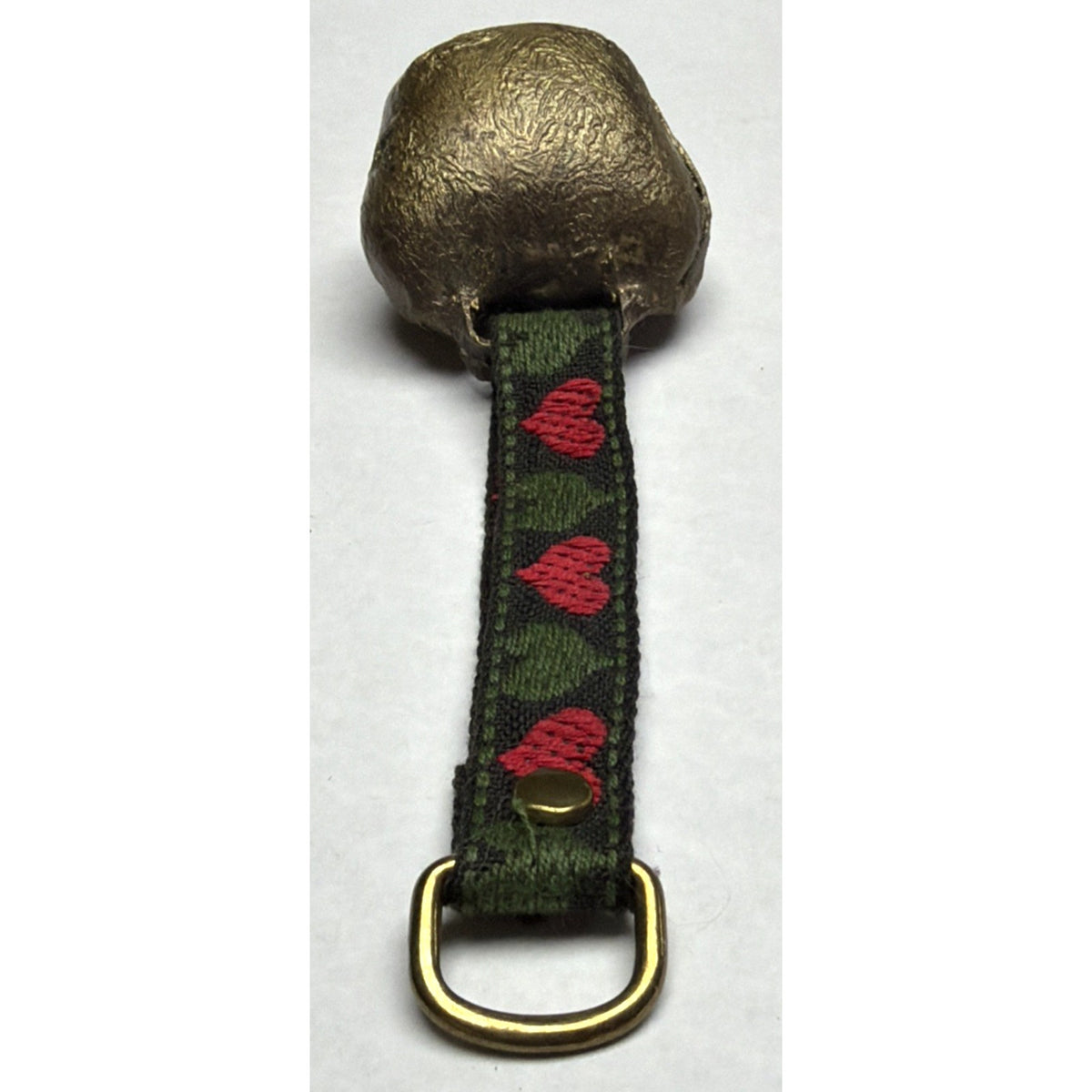 Old Swiss German Forged Cow Goat Bell Heart Embroidered Strap