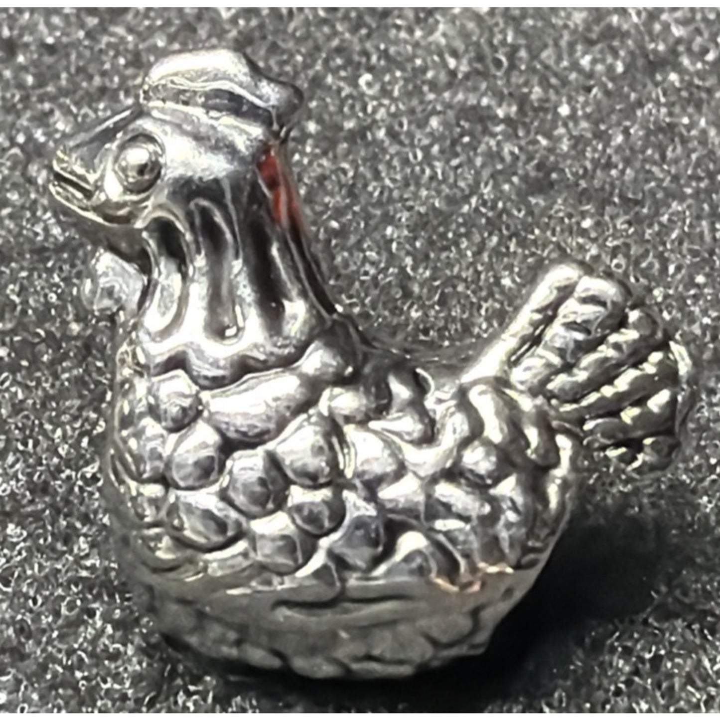 Vintage Sterling Silver Rooster Hen Chicken Bead Charm
