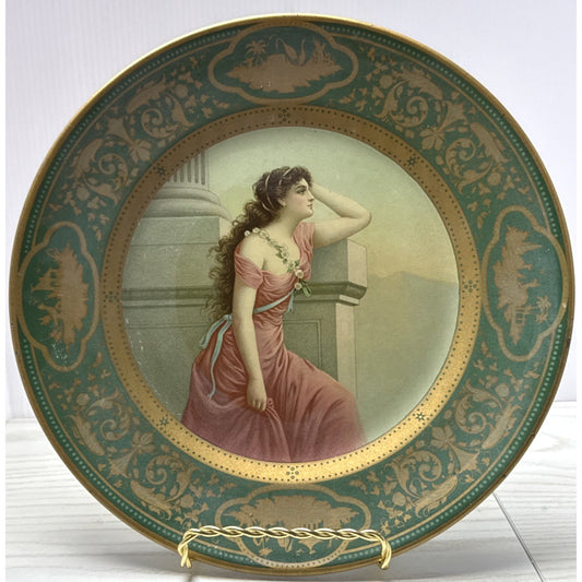 Antique Dresden Art Plate Tin Litho Metal Victorian Ariadne No 201