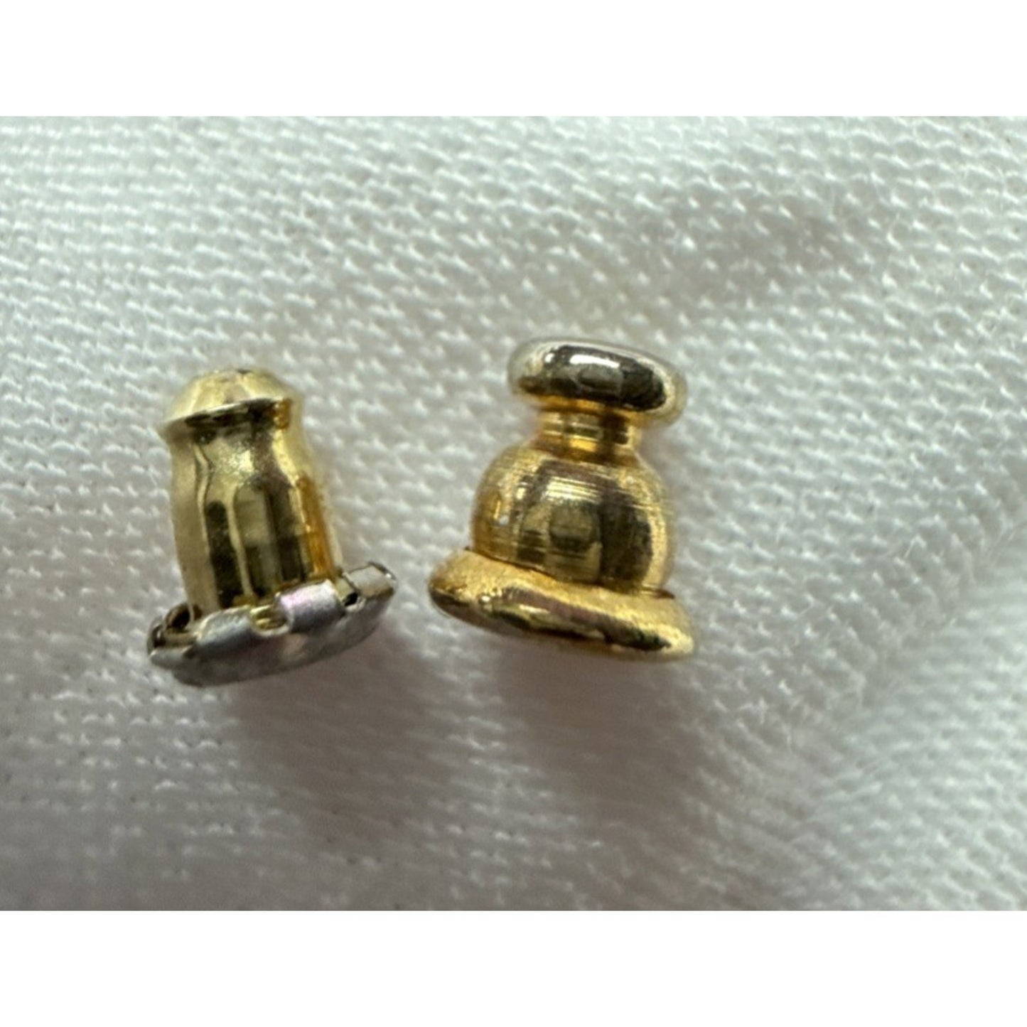 Vintage Gold Tone Metal Hematite Cabochon Earrings Oval Post Stud Large As-Is