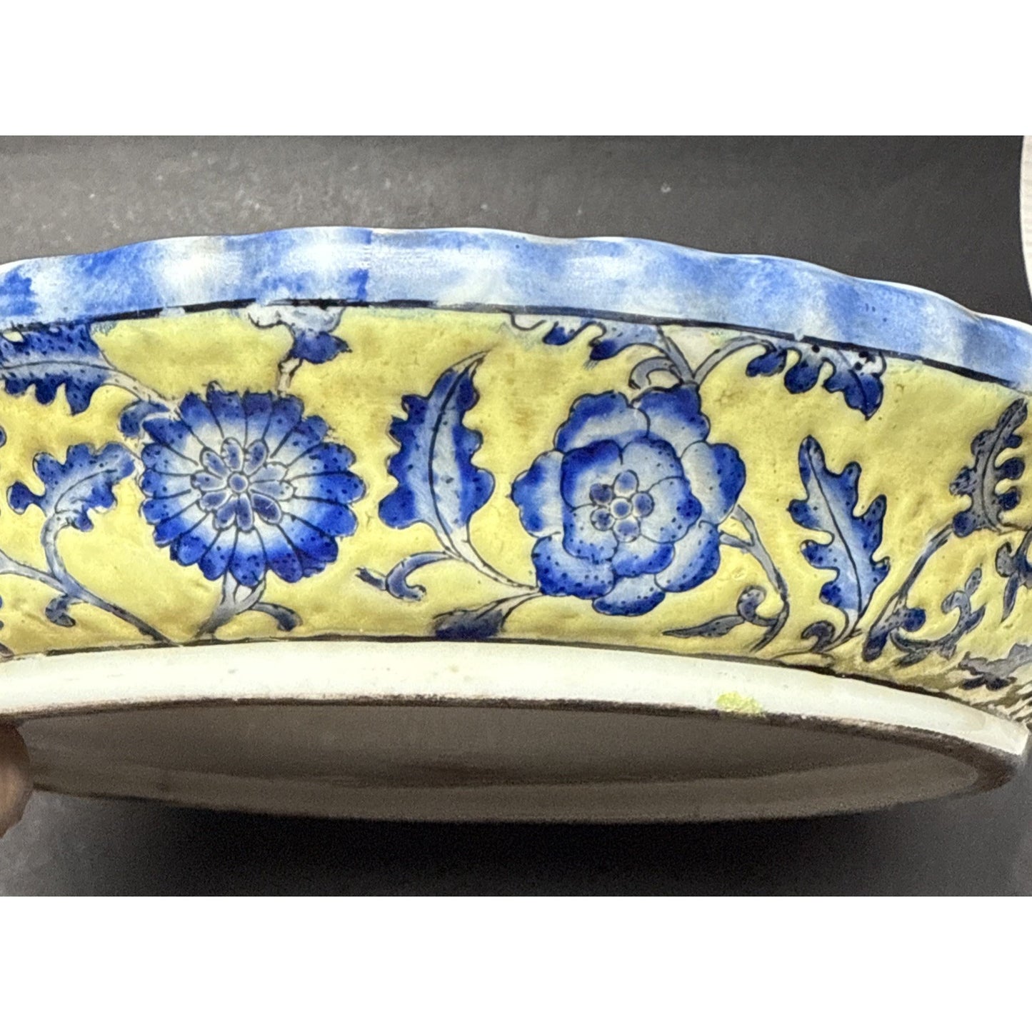 Vtg Yong Sheng Cai Ci Chang Floral Vines Platter Plate Bowl Vines Scrolls As-Is