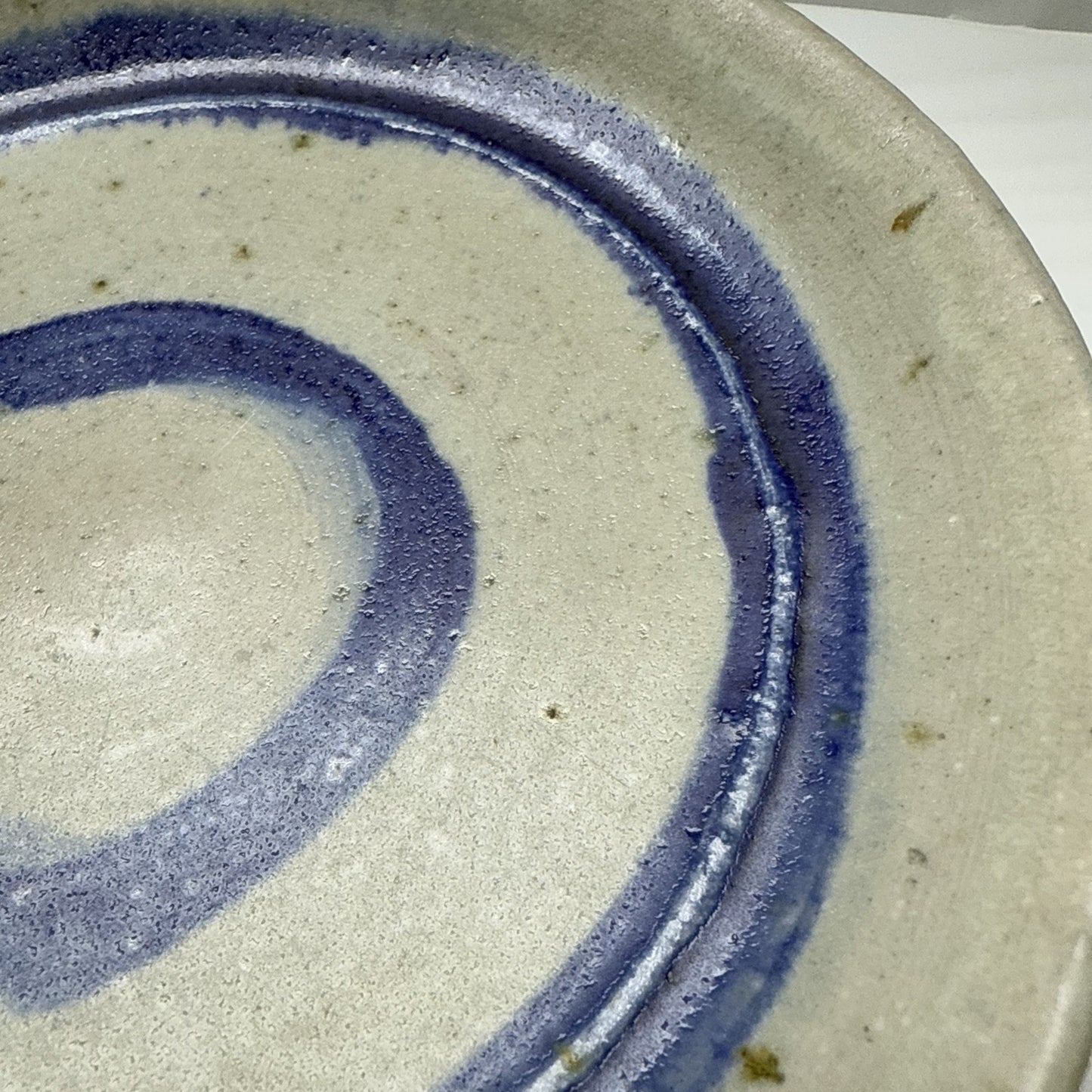 Vintage HMN Art Pottery Platter Plate Bowls Stoneware Blue Circles