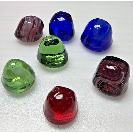 Vintage Lot of 7 Slag Swirl Marbles Cadmium Multicolor Irregular Shape As Is