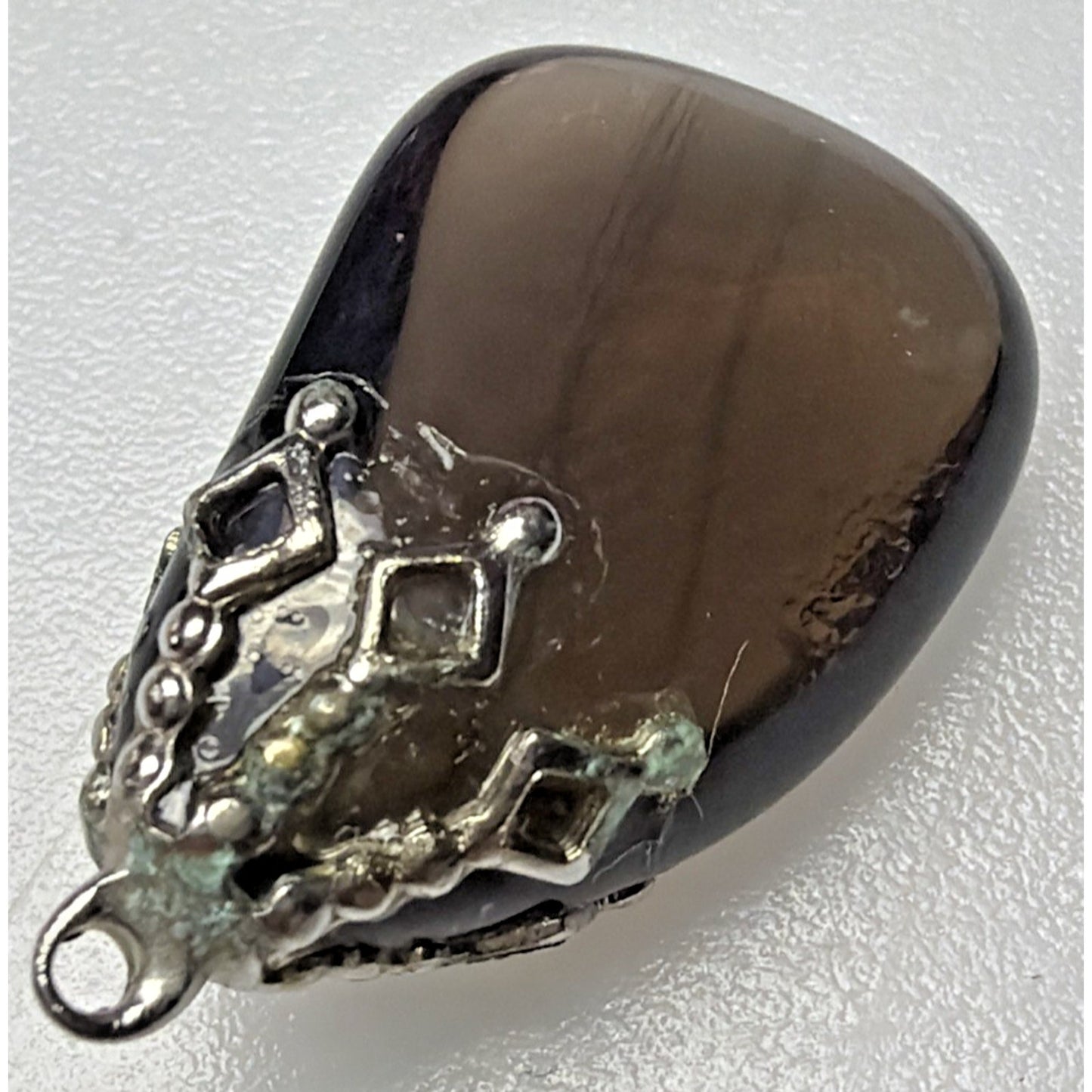 Vintage Tumbled Polished Smoky Quartz Gemstone Pendant Hand Made As Is