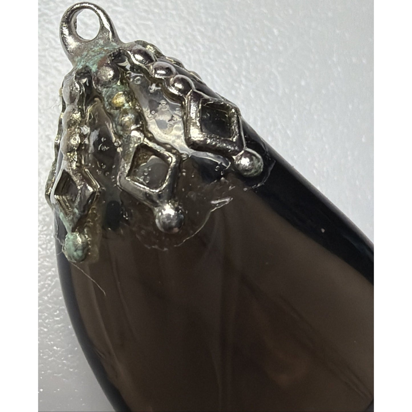Vintage Tumbled Polished Smoky Quartz Gemstone Pendant Hand Made As Is