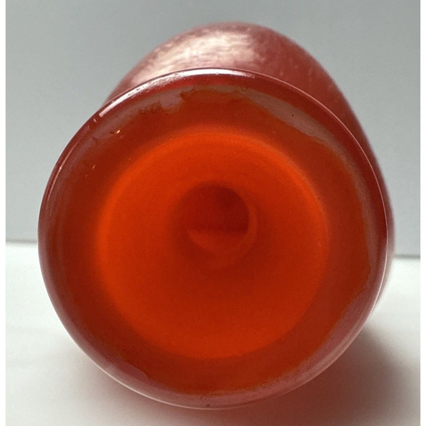 Murano Paolo Venini Velati Bottiglie Incised Triangular Bottle Red Orange As-Is