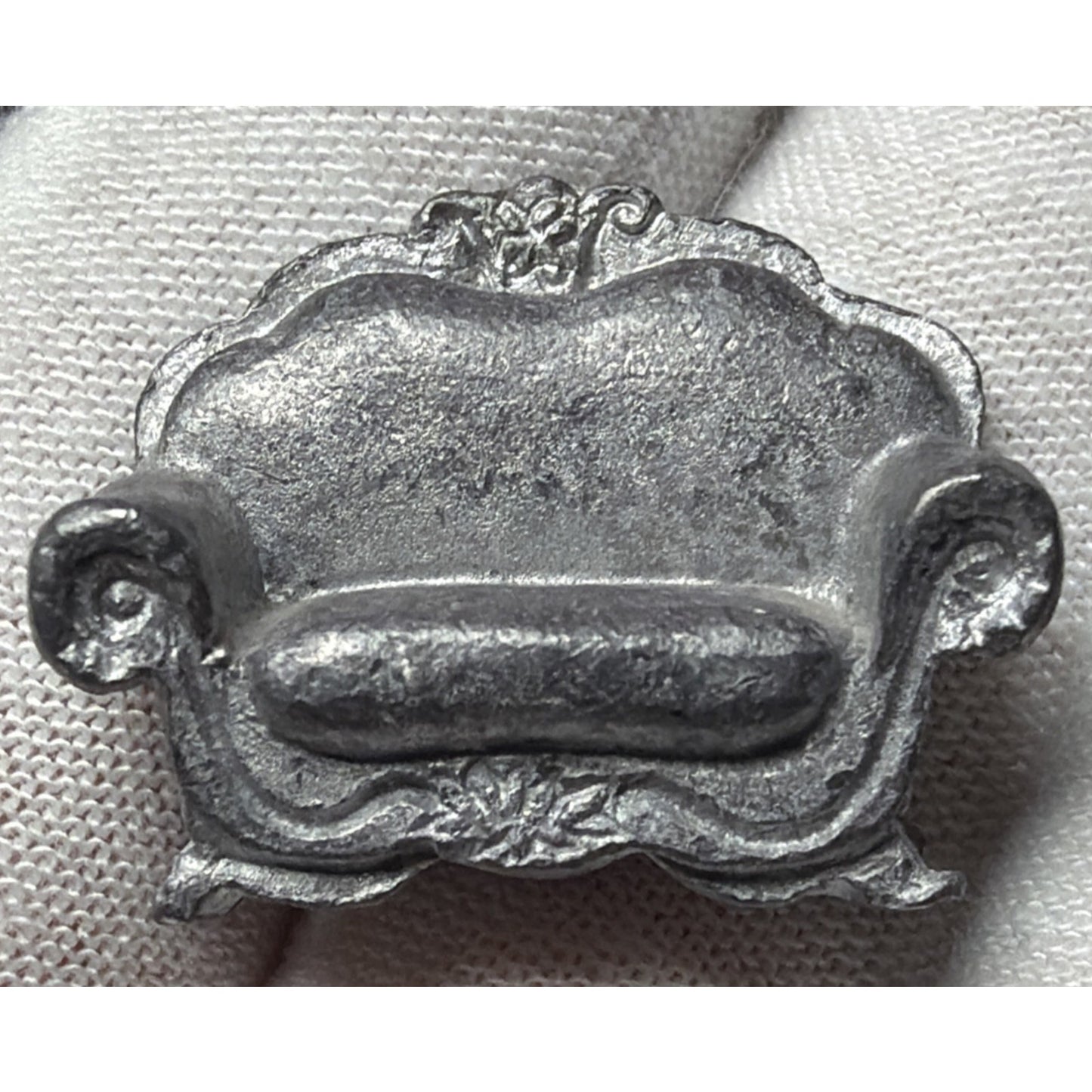 Lot of 6 Pewter Miniature Dollhouse Furniture Bed Couch Table Dresser Chest