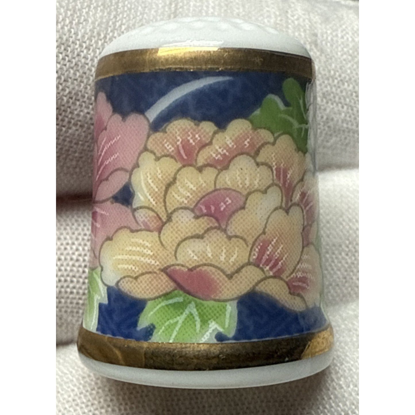 Vtg Lot of 6 TCC Japan Thimbles Porcelain Panda Floral Takiro Shibata Shozan