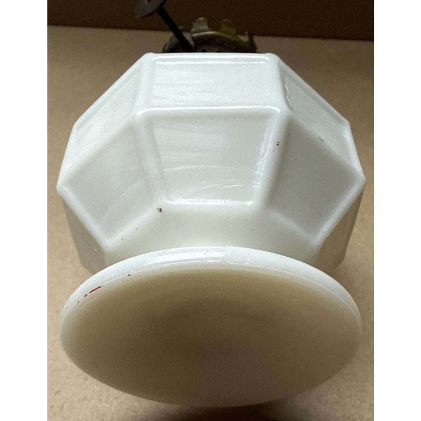 Antique Miniature Oil Lamp Mission Block Milk Glass As-Is