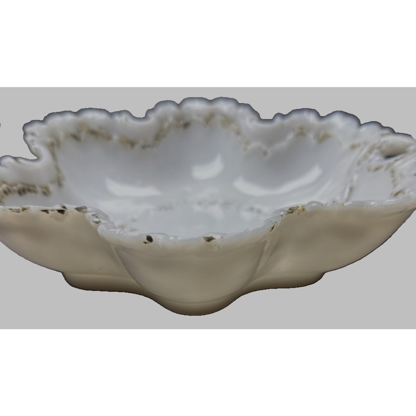 EAPG Dithridge Glass Opalware No 192 Open Handle Card Receiver Trinket Bowl