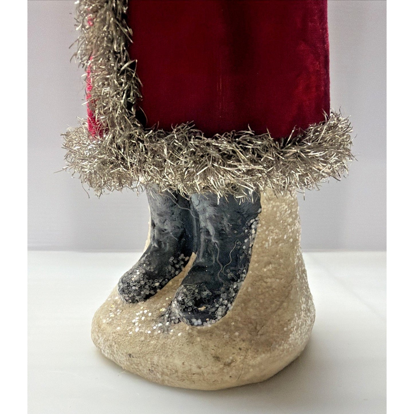 RAZ Imports Christmas Red Velvet Bersnickle Santa Figurine Tree Tinsel As Is