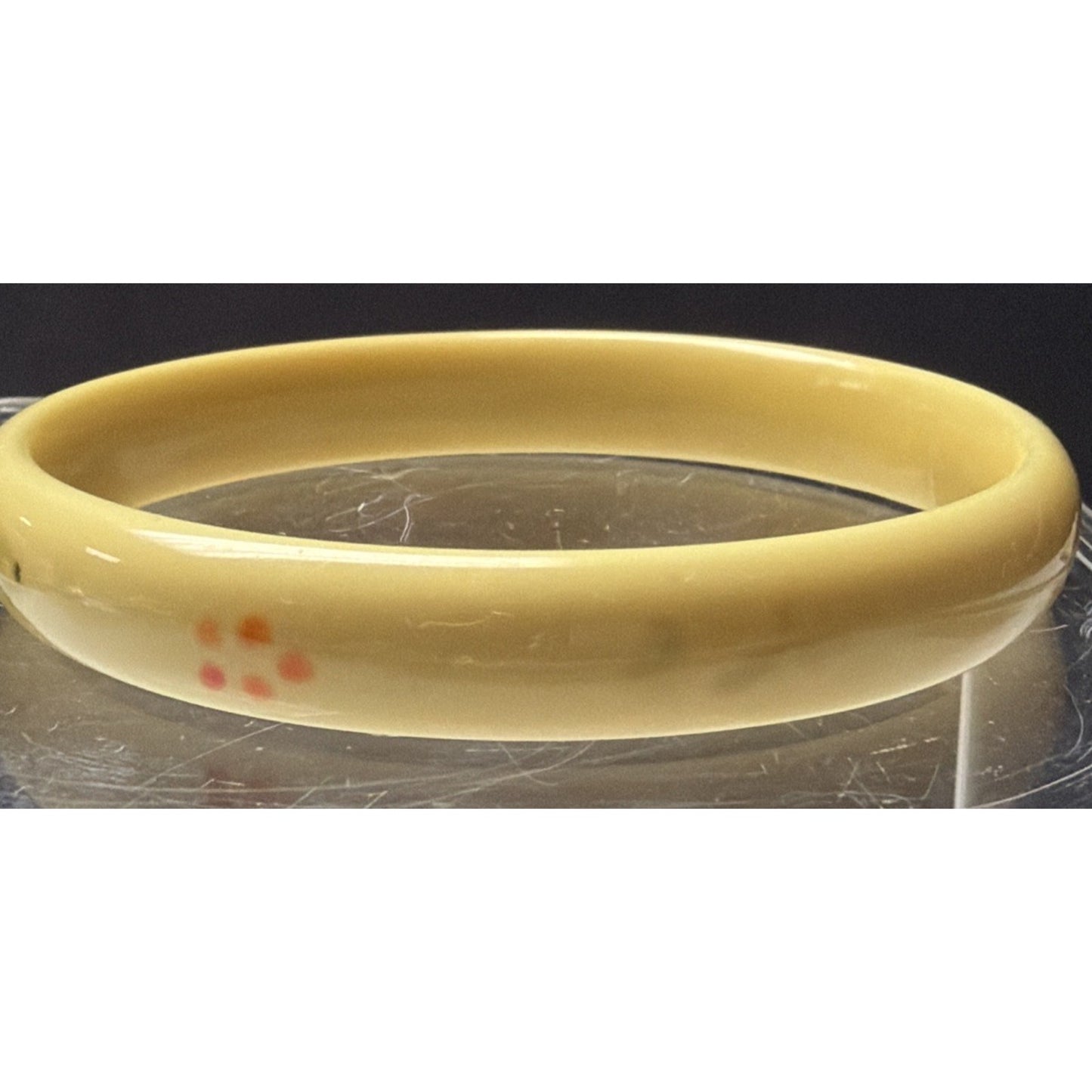 Vintage Bakelite Cream Ivory Painted Bangle Bracelet