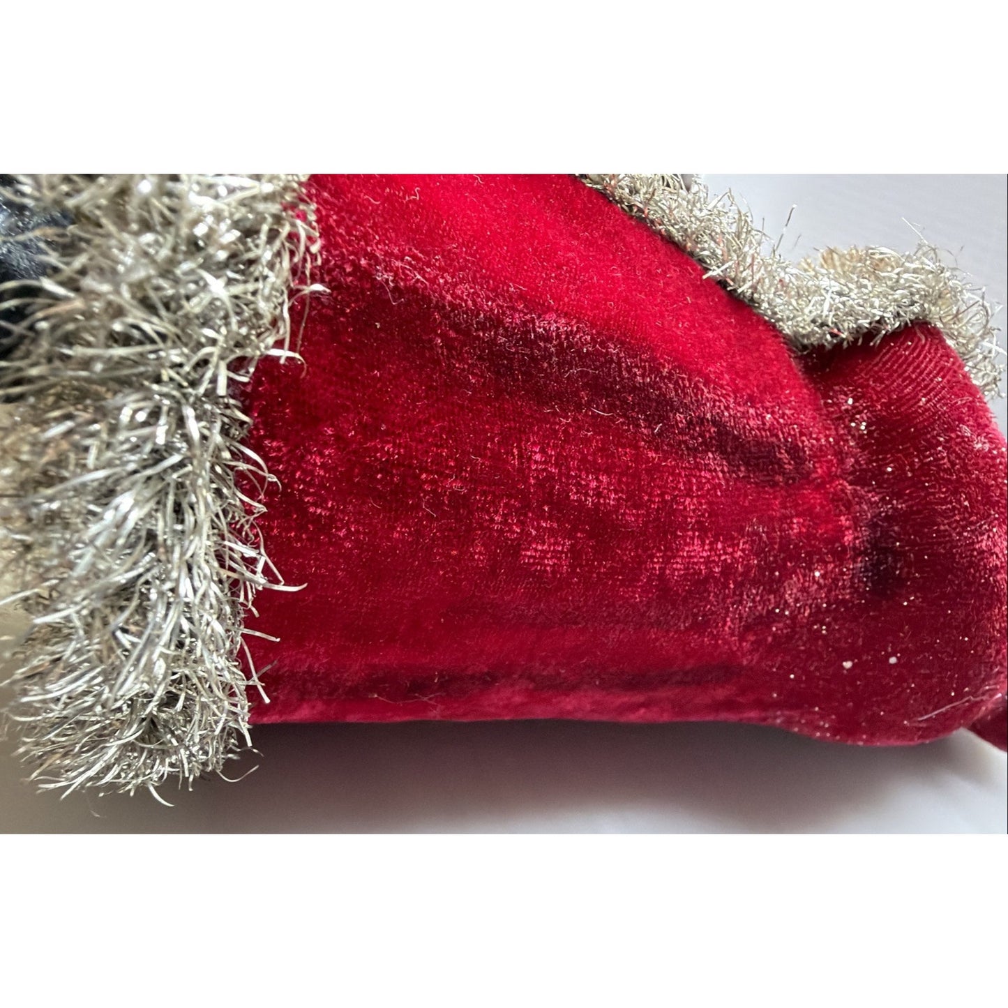 RAZ Imports Christmas Red Velvet Bersnickle Santa Figurine Tree Tinsel As Is