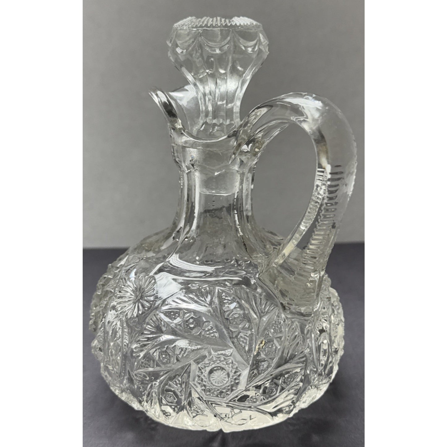 EAPG McKee Glass Daisy Aztec Spinner Cruet Stopper As Is