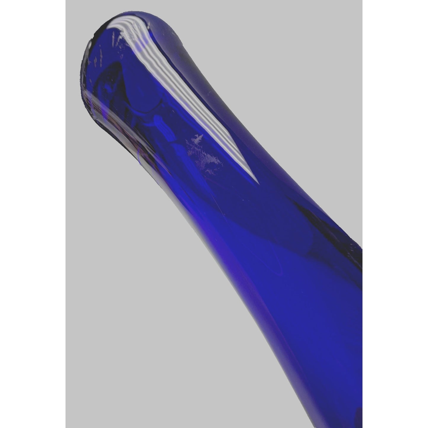 Vintage Cobalt Blue Glass Bent Long Goose Neck Bottle Decanter Vase As Is