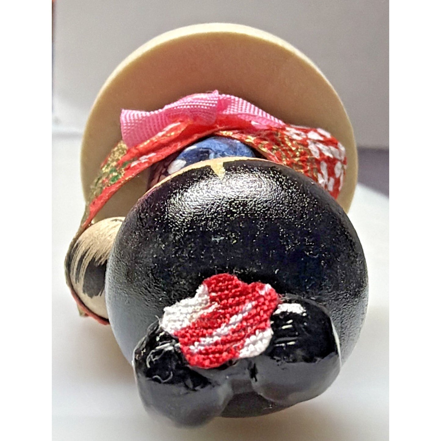 Vintage Japanese Kokeshi Doll Mom Baby Child Hand Painted Wood Base Plastic Box