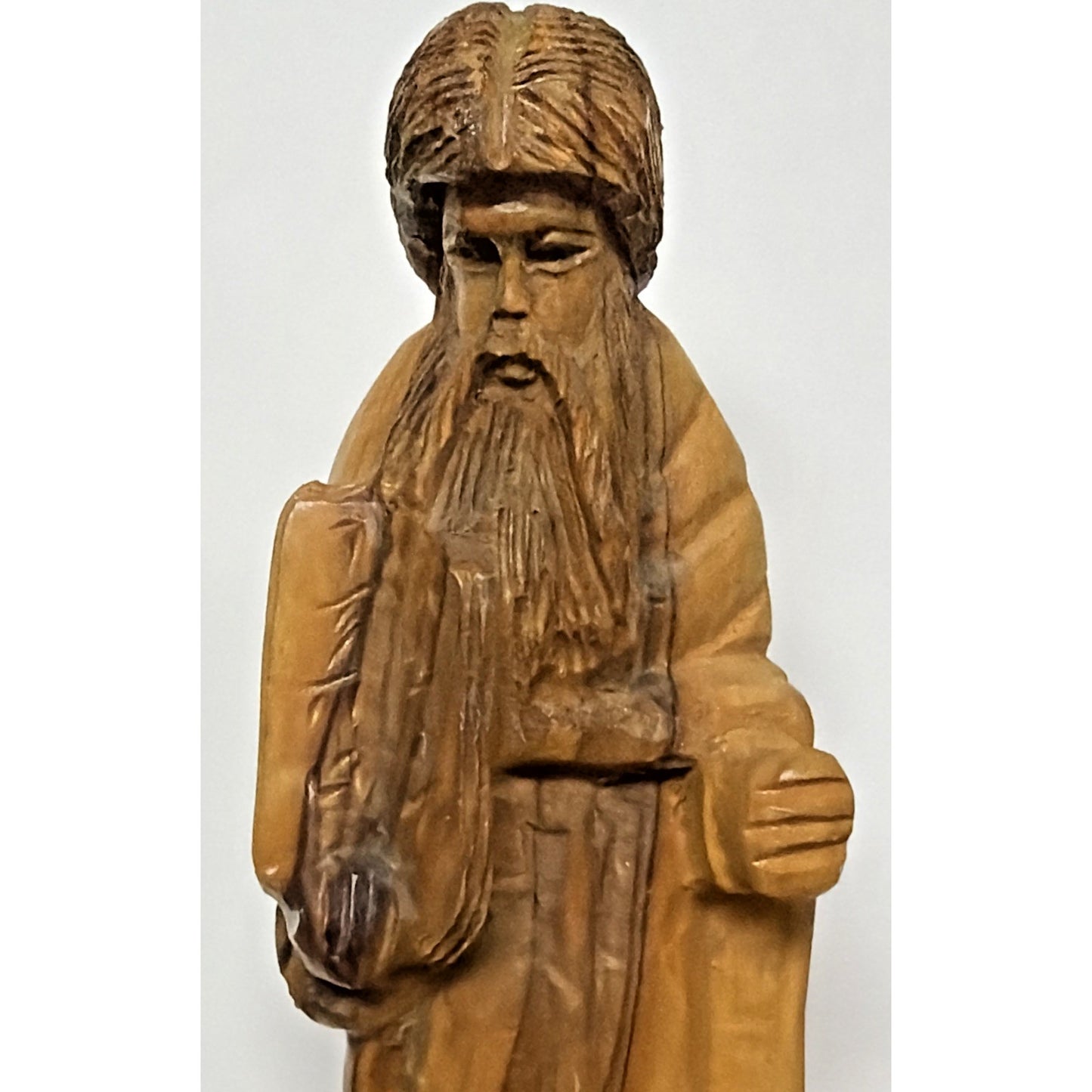 Vintage Hand Carved Olive Wood Moses Sculpture Ten Commandments As Is