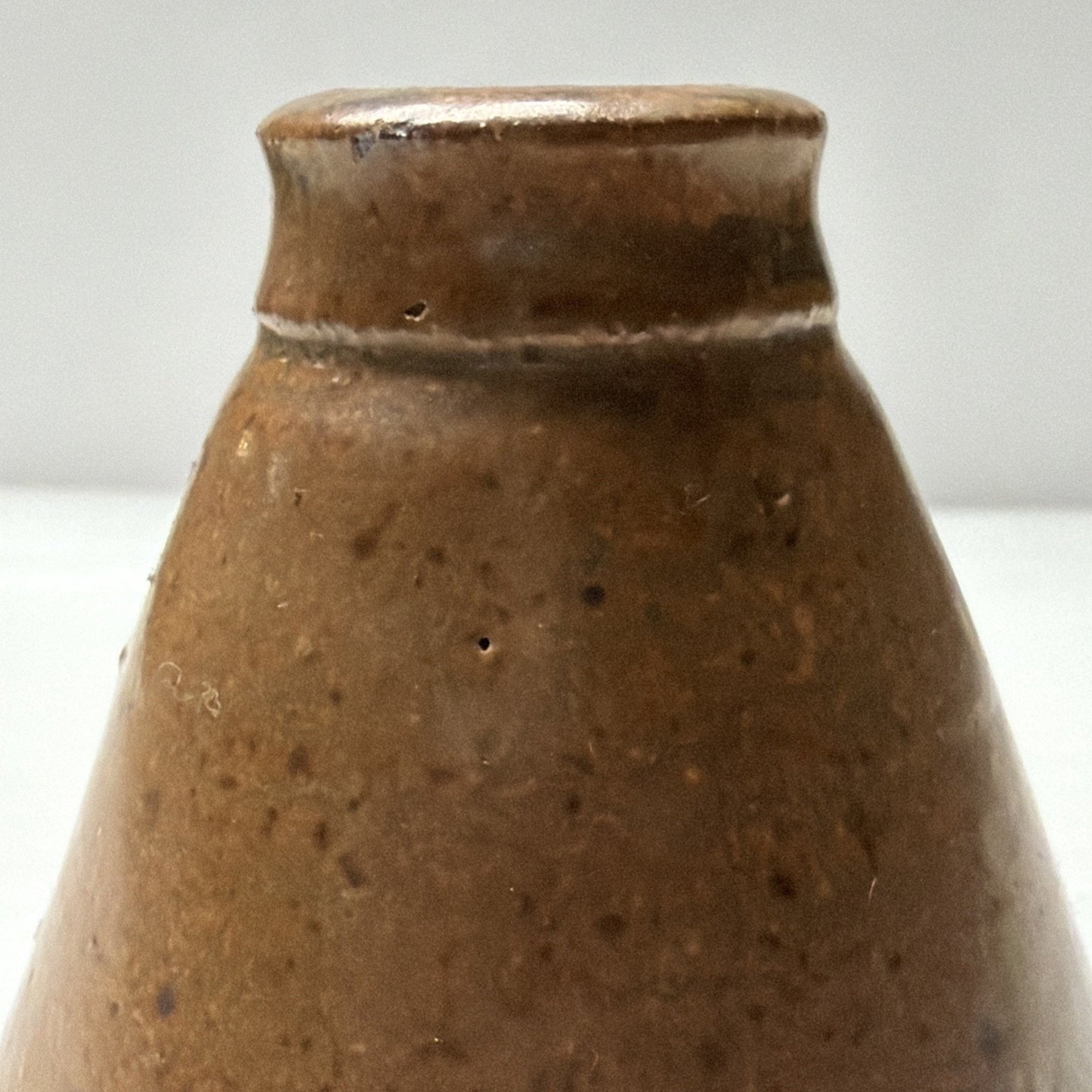 Primitive Stoneware Salt Glazed Cone Inkwell Brown Ink Bottle Vase