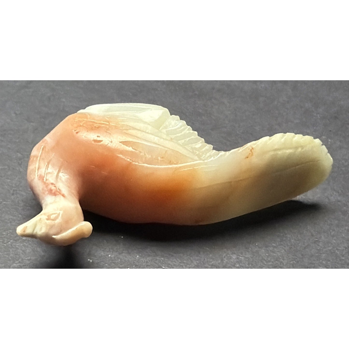 Old Chinese Hand Carved Hetian Jade Nephrite Bird Peacock Figurine Signed As Is