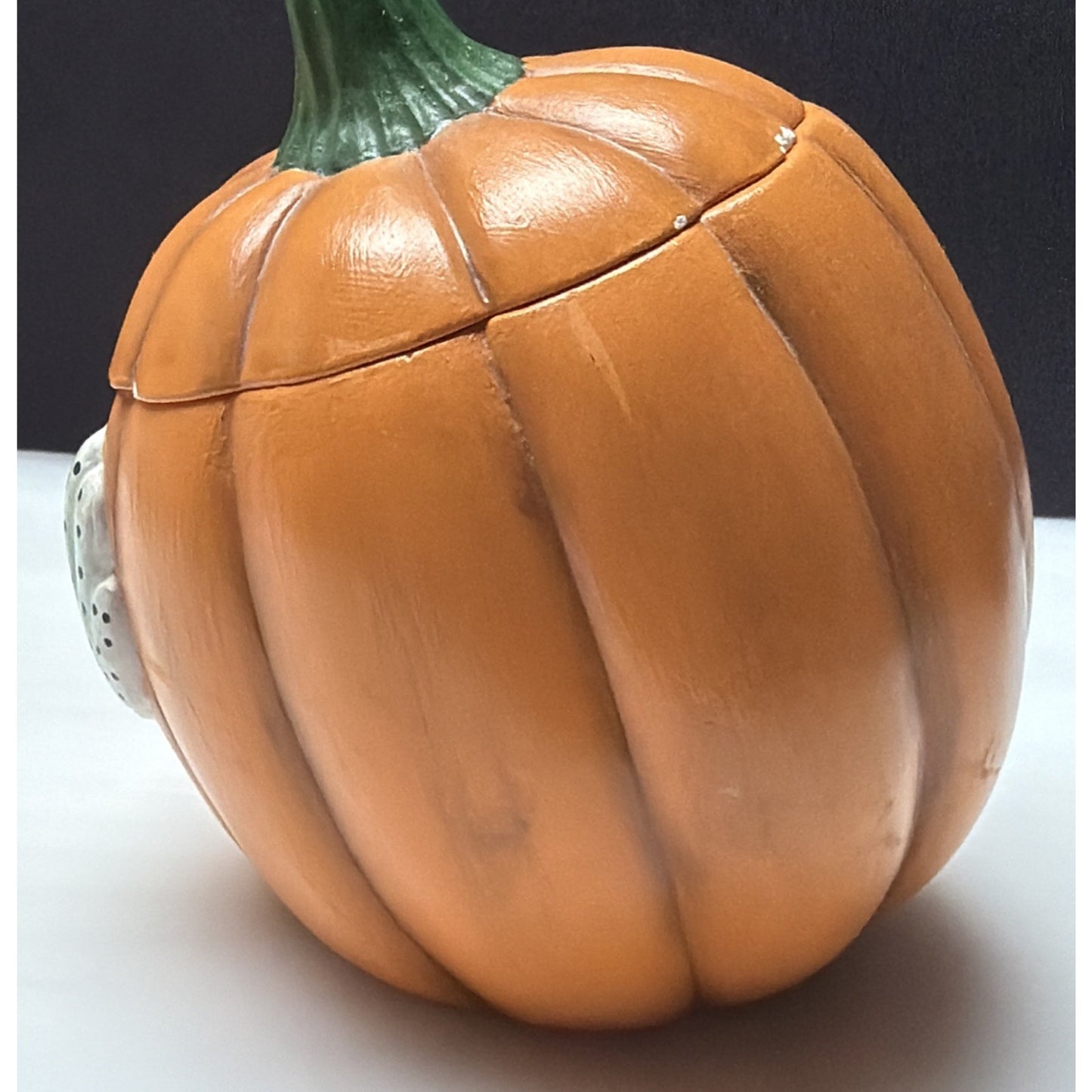 Vintage Anthropomorphic Pumpkin Face Ceramic Figurine Hand Painted Jar As Is