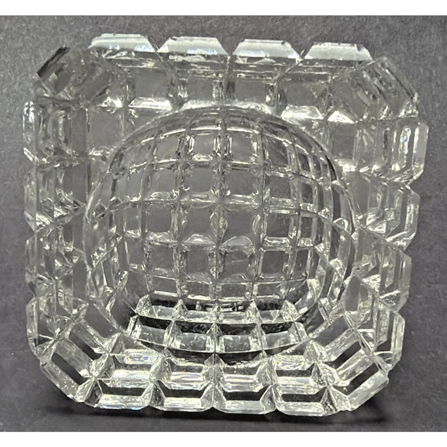 EAPG or ABP Lot of 6 Crystal Glass Square Open Salt Cellar Block Pattern As Is