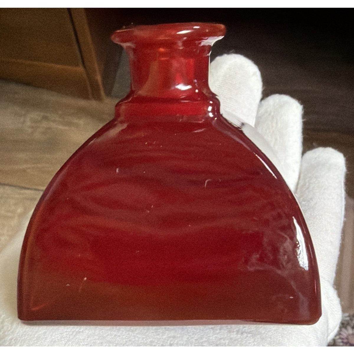 MCM Manganese Art Glass Ruby Red Perfume Bottle Stopper Dauber Italy As Is