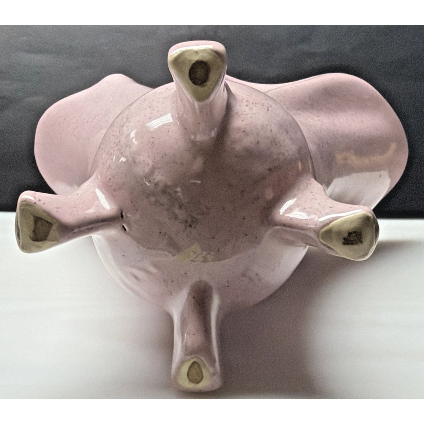 Vintage Shafer Art Pottery Pink Speckled Vase Fan Gladiola 922 As Is