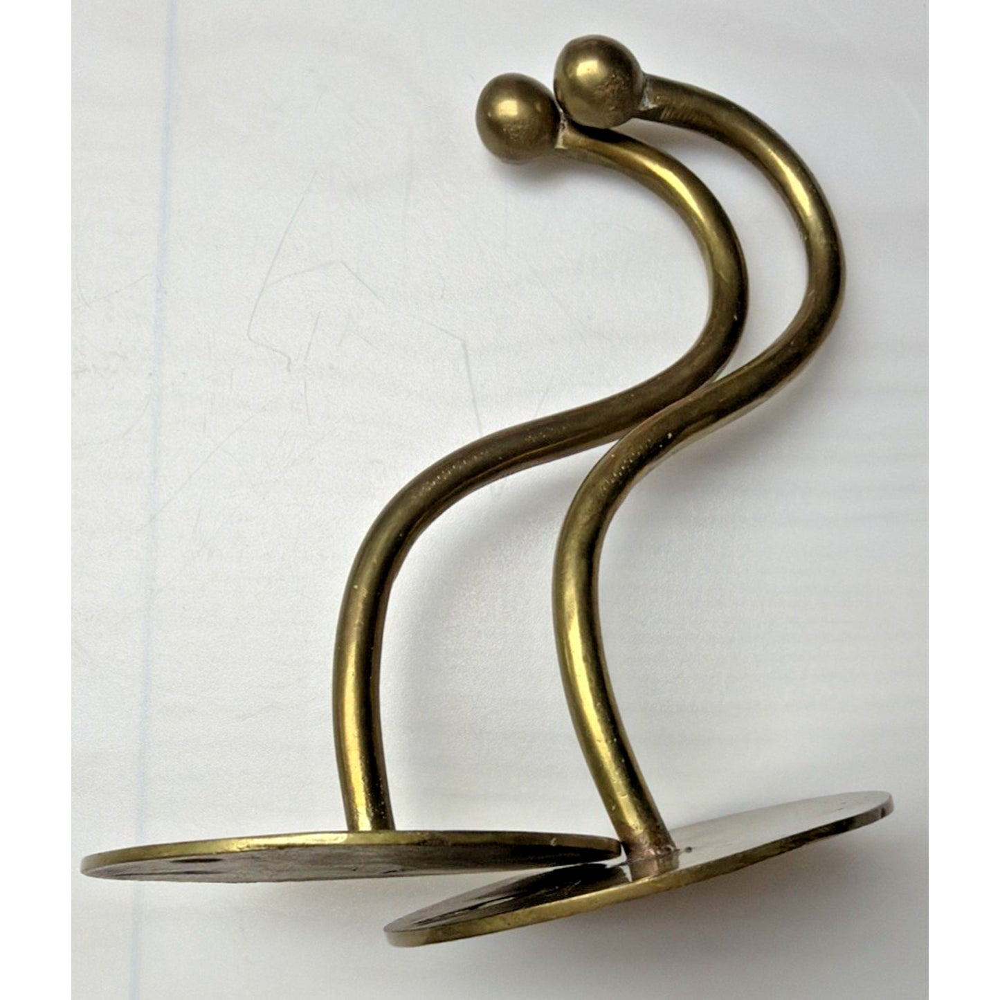 Vintage Lot of 2 Wall Mount Brass Metal Hooks