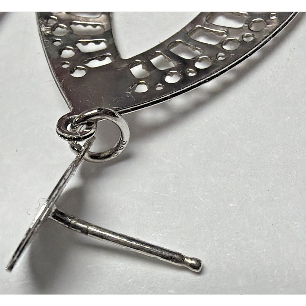 Vtg Ornate Sterling Silver Filigree Open Teardrop Dangle Earrings Post No Backs