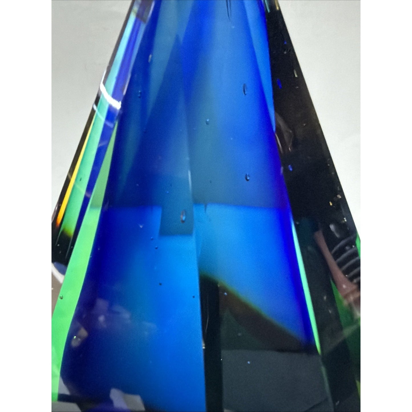Murano Glass Alessandro Mandruzzato Sommerso Faceted Teardrop Paperweight As Is
